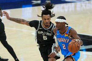 1-3還是2-2？ESPN預測明天勝率：馬刺53.8%占據優勢 雷霆46.2%配圖