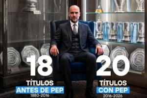 藍(lán)月教父！瓜迪奧拉上任前曼城136年奪18冠，瓜帥執(zhí)教10年奪20冠配圖